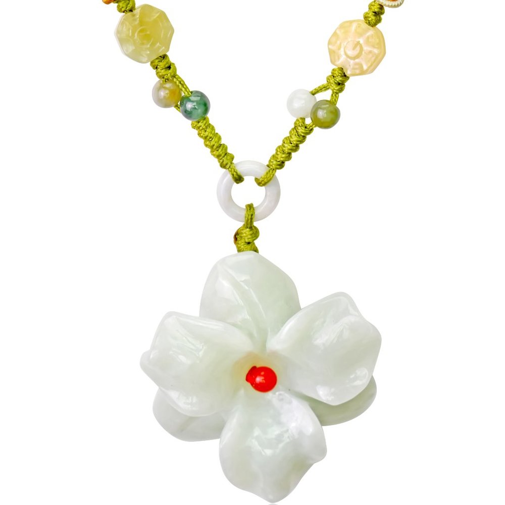 Watsonia Flower Blossom Handmade Jade Necklace Pendant